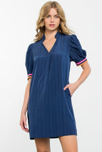 Load image into Gallery viewer, THML Navy Puff Sleeve Dress