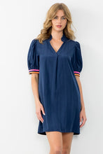 Load image into Gallery viewer, THML Navy Puff Sleeve Dress