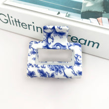 Load image into Gallery viewer, Blue and White Porcelain Textured Claw Clip: D