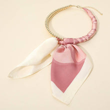Load image into Gallery viewer, Abstract Pattern Fabric Scarf Double Bubble Chain Necklace: Dark Brown Gold