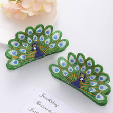 Load image into Gallery viewer, Peacock Feather Hair Clip, Elegant Bird Hair Accessory: Green