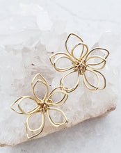 Load image into Gallery viewer, Gold Wire-Wrapped Lotus Studs Earrings