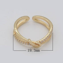 Load image into Gallery viewer, Gold Ring Double Band Ring Gold Twisted Stacking Ring Cz Ring Open Ring Adjustable Ring for Minimalist Jewelry Gift Idea S-219