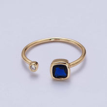 Load image into Gallery viewer, Double Mini CZ Cube Cubic Zirconia CZ Open Adjustable Gold Ring | Y468 - Y474: Clear