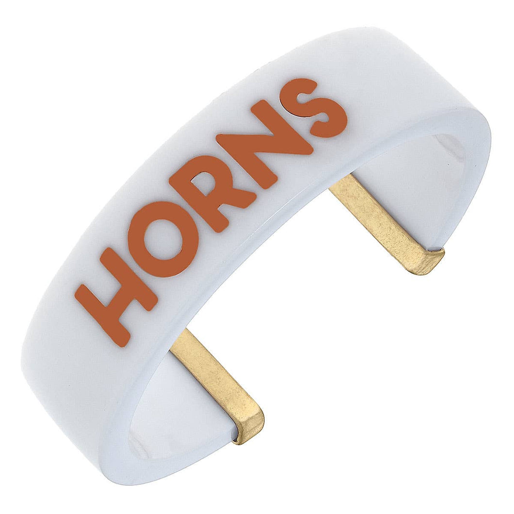 Texas Longhorns Resin Cuff Bracelet in White