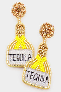 Yellow Beaded Tequila Earrings