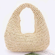 Load image into Gallery viewer, Ivory Straw Braided Bindle Bag