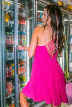Load image into Gallery viewer, Hot Pink Lattice Back Sundress