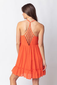 Orange Lattice Back Sundress