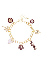 Load image into Gallery viewer, Texas A&amp;M Aggies Enamel Icons Charm Bracelet