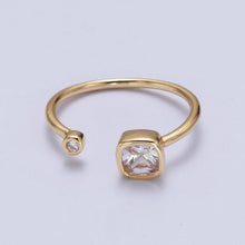Load image into Gallery viewer, Double Mini CZ Cube Cubic Zirconia CZ Open Adjustable Gold Ring | Y468 - Y474: Clear