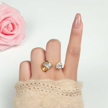 Load image into Gallery viewer, 24K Gold Filled Clear CZ Baguette Teardrop Molten Wrap Ring | U339