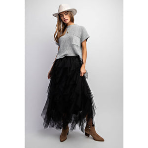 CASCADING TULLE MESH LAYERED MAX SKIRT