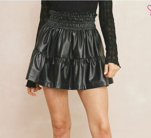 Black Vegan Leather Skirt