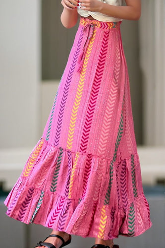 Pink Printed Maxi Skirt