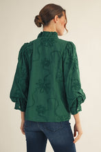 Load image into Gallery viewer, Hunter Green Textured Floral Top