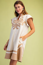 Load image into Gallery viewer, Linen V Neck Embroidered Midi Dress