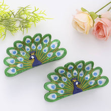 Load image into Gallery viewer, Peacock Feather Hair Clip, Elegant Bird Hair Accessory: Green