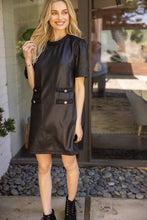 Load image into Gallery viewer, Braid Neck Double Pocket Faux Leather Dress