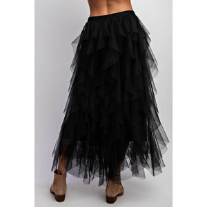 CASCADING TULLE MESH LAYERED MAX SKIRT