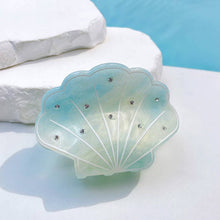 Load image into Gallery viewer, Sparkly Shell-Shaped Hair Claw, Beach Claw Clip: Blue