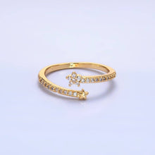 Load image into Gallery viewer, 24K Gold Filled Micro Paved CZ Flower Celestial Star Claw Ring | O825