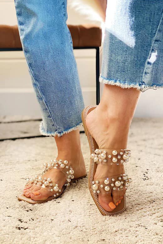 Pixie Pearl Slide Sandals | Slide sandals, Pixie, Pearls