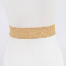 Load image into Gallery viewer, Square Wood Buckle Straw Belt