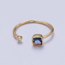 Load image into Gallery viewer, Double Mini CZ Cube Cubic Zirconia CZ Open Adjustable Gold Ring | Y468 - Y474: Clear