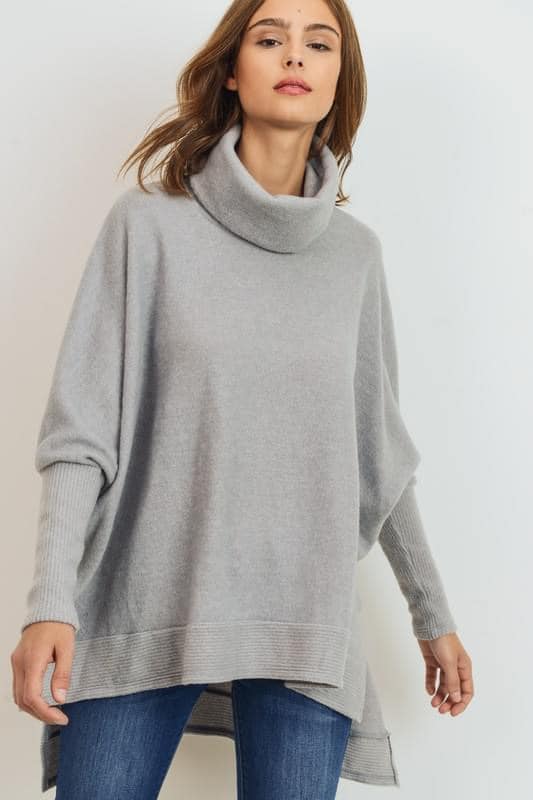 Brushed Knit Heather Grey Sweater