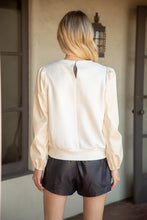 Load image into Gallery viewer, Cream Textured Leather Sleeve Top