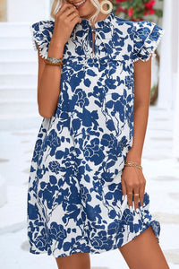Navy and White Floral Dress
