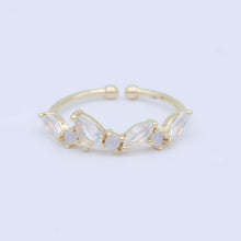 Load image into Gallery viewer, Dainty Marquise Ring, Minimalist Jewelry, CZ ring, stackable ring, Open Adjustable ring, thin gold ring, stacking R-141