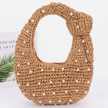 Load image into Gallery viewer, Handmade Straw Pearl Hobo Ba