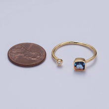 Load image into Gallery viewer, Double Mini CZ Cube Cubic Zirconia CZ Open Adjustable Gold Ring | Y468 - Y474: Clear