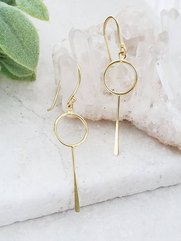 Gold Circle Paddle Earrings