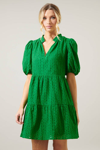 Kelly Green Eyelet Dress