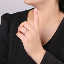 Load image into Gallery viewer, OS 14K Gold Filled Baguette Micro Paved CZ Double Band Ring | U516