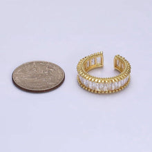 Load image into Gallery viewer, 16K Gold Filled Clear CZ Baguette Lined Band Ring | O-008