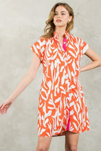 Load image into Gallery viewer, Orange Print with Hot Pink Trim Contrast Dress