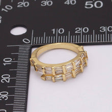 Load image into Gallery viewer, Gold Filled Baguette CZ Stacking Ring, Wrap Baguette Eternity Ring, Gold Stackable Ring Clear Minimalist Ring U-128