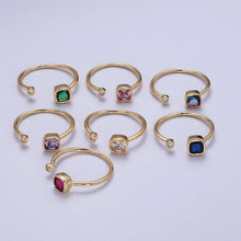 Load image into Gallery viewer, Double Mini CZ Cube Cubic Zirconia CZ Open Adjustable Gold Ring | Y468 - Y474: Clear