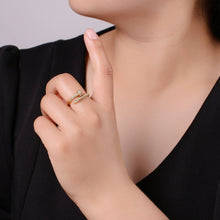 Load image into Gallery viewer, Dainty Gold Spiral Needle Ring Design Minimalist Modern Trending Stackable Streetwear Open Ring Accessory Micro Pave Adjustable Ring R-101