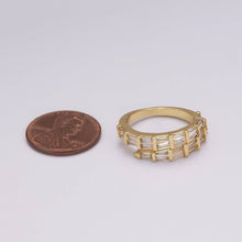 Load image into Gallery viewer, Gold Filled Baguette CZ Stacking Ring, Wrap Baguette Eternity Ring, Gold Stackable Ring Clear Minimalist Ring U-128