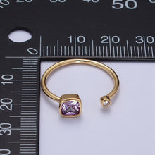 Load image into Gallery viewer, Double Mini CZ Cube Cubic Zirconia CZ Open Adjustable Gold Ring | Y468 - Y474: Clear