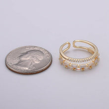 Load image into Gallery viewer, OS 14K Gold Filled Baguette Micro Paved CZ Double Band Ring | U516