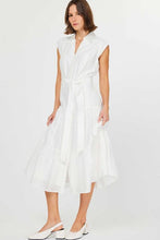 Load image into Gallery viewer, Button Down Tiered White Midi Dress