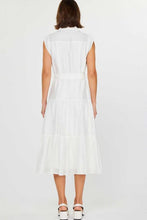 Load image into Gallery viewer, Button Down Tiered White Midi Dress