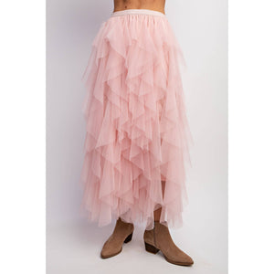 CASCADING TULLE MESH LAYERED MAX SKIRT