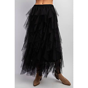 CASCADING TULLE MESH LAYERED MAX SKIRT